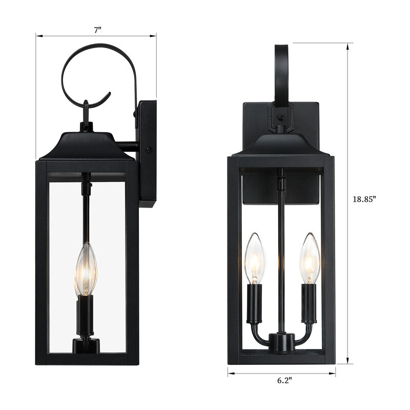 18.85 in. 2-Light Outdoor Wall Lantern with Clear Glass Shade image number 2