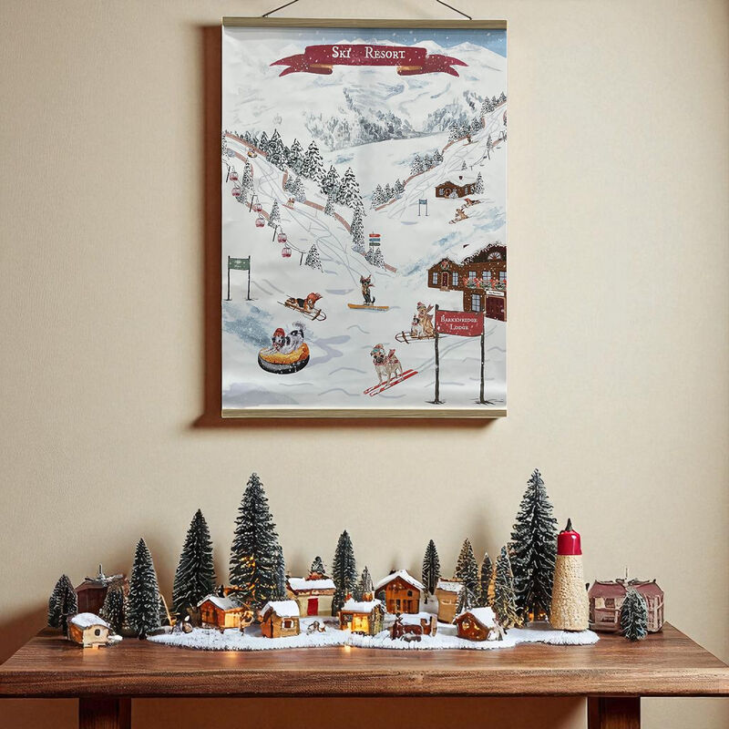 Winter Dogs Ski Resort Banner for Holiday Wall, Entryway, or Kids&rsquo; Room Decor