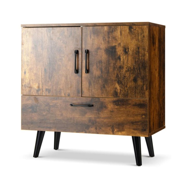 Hivvago Mid Century Storage Cabinet with 2 Doors and 1 Pull-out Drawer