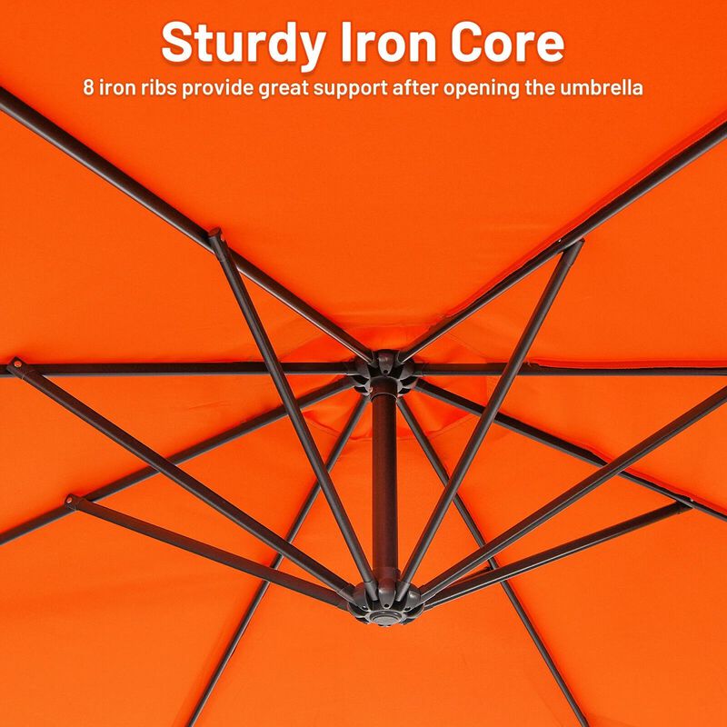 Mondawe 10 Feet Offset Umbrella with 8 Ribs Cantilever and Cross Base