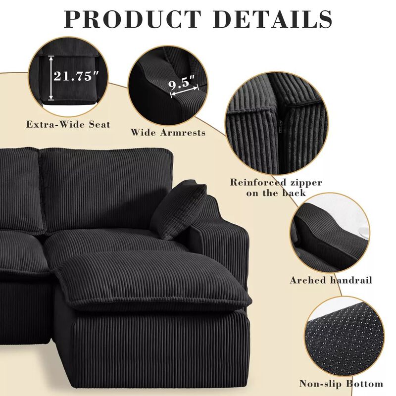 137" U-Shape Modular Sectional Sofa image number 2