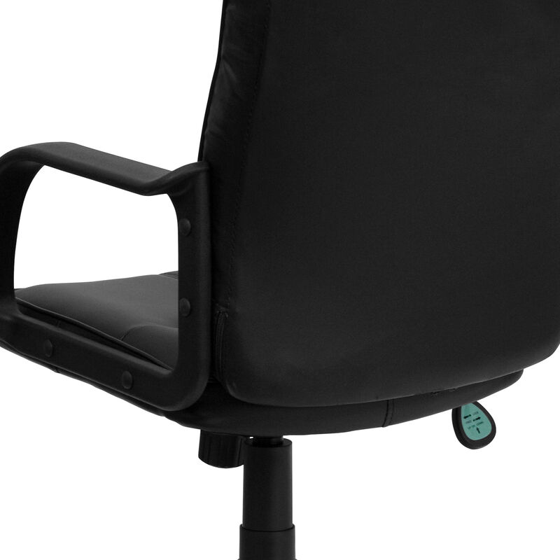 Rider Mid-Back Black LeatherSoft Swivel Task Office Chair with Arms image number 8