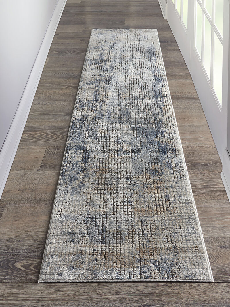 Quarry QUA02 Blue/Beige 2'2" x 10' Rug