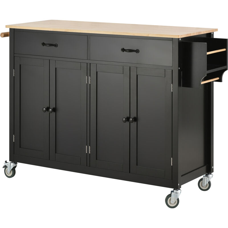 ELEMENT ACE Versatile Kitchen Island Cart with Adjustable Storage Shelves and Durable Solid Wood Top image number 8