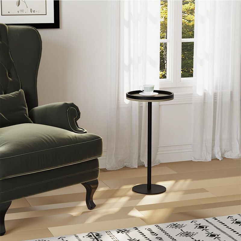 ZEXVIDA Round Drink Table,Small Pedestal Table,Small Round Side Table for Small Spaces,Martini Table for Living Room, Bedroom, B