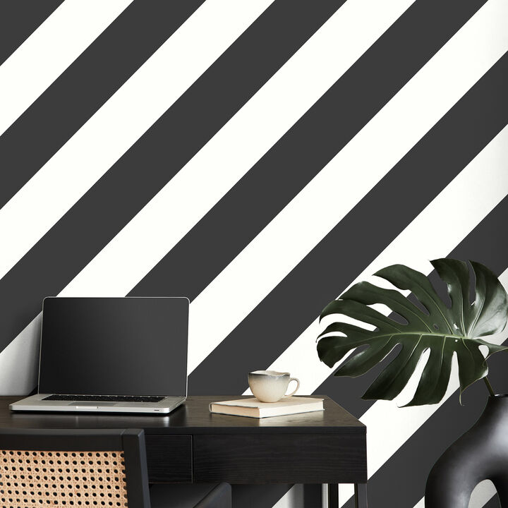 Zander Black Modern Diagonal Wallpaper