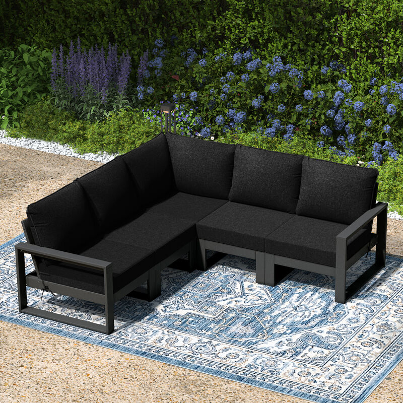 WestinTrends 5-Piece Outdoor Patio Corner Sectional Sofa Conversation Set