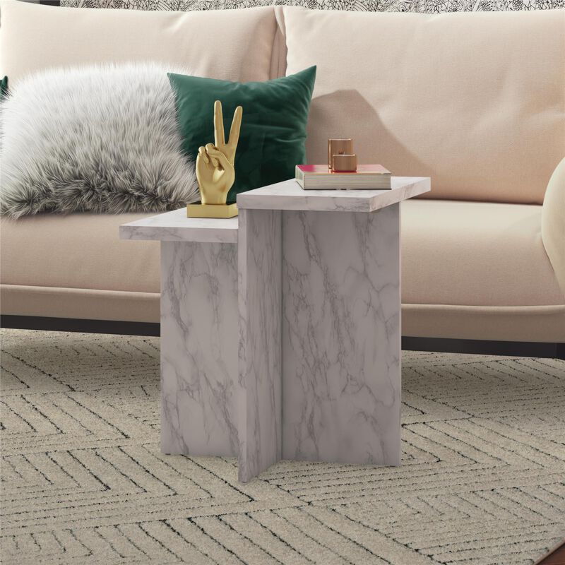 CosmoLiving by Cosmopolitan Brielle Accent Table, Onyx Faux Marble image number 3
