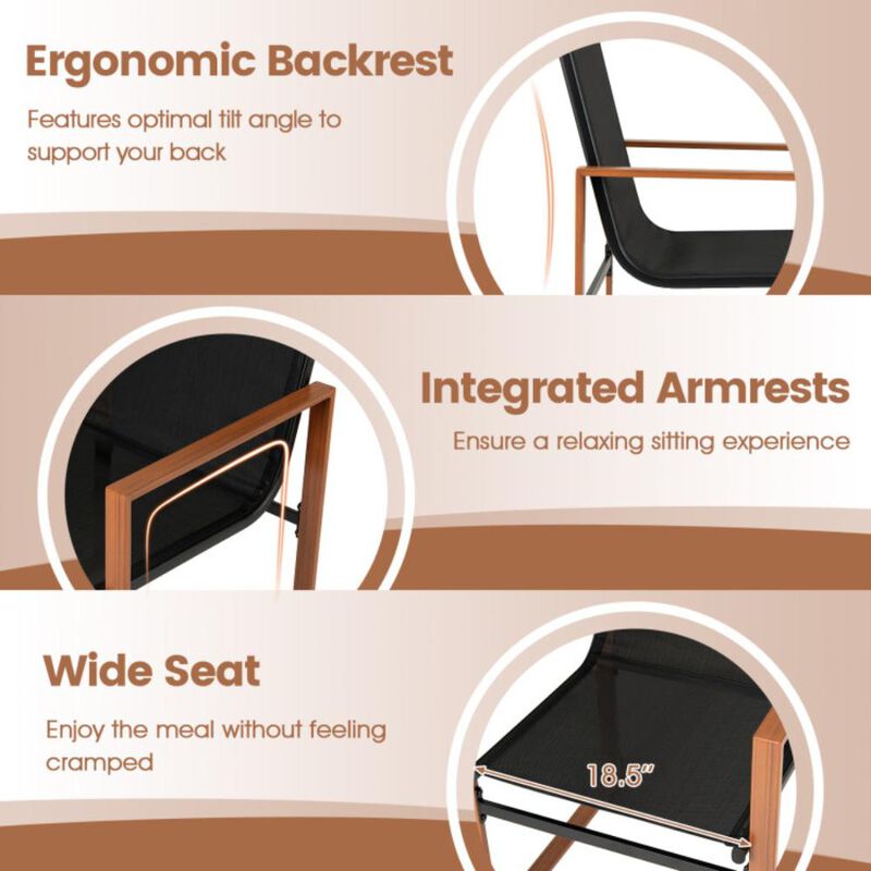 Hivvago Outdoor Dining Chairs with Breathable Seat and Backrest Set of 2