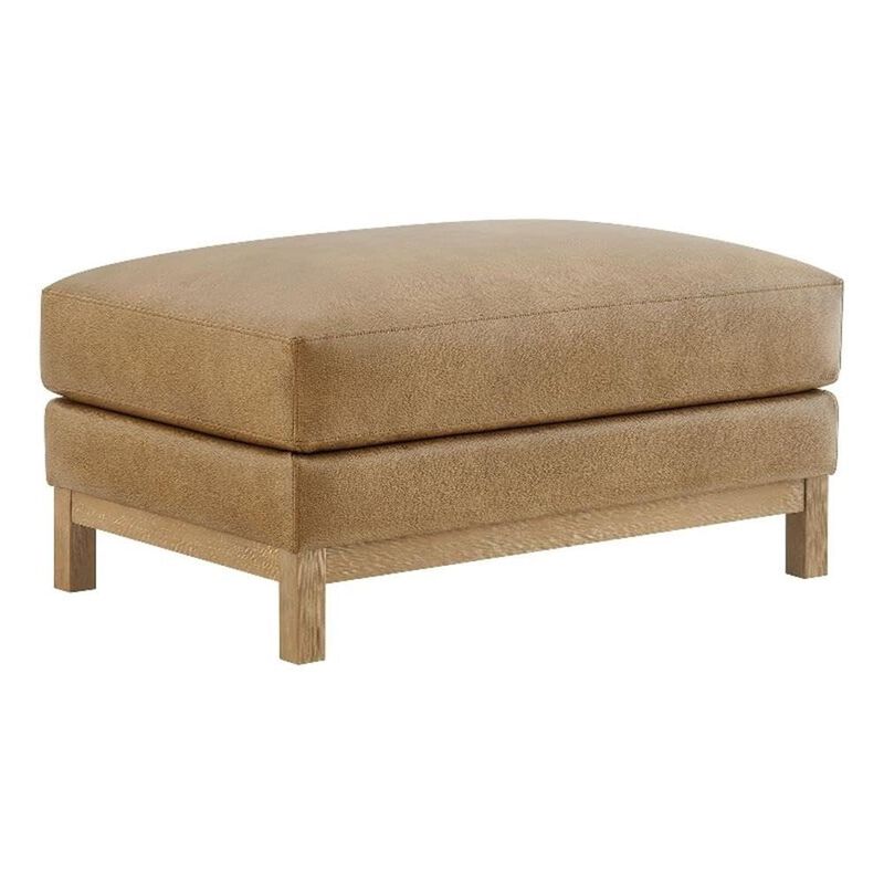 Modway Roscoe Vegan Leather Ottoman in Toast - Faux Leather Rectangular Footstool for Living Room, Bedroom, or Lounge Seating image number 0