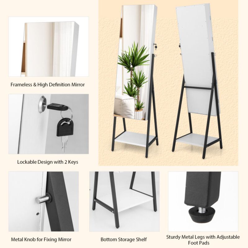 Hivvago Freestanding Jewelry Cabinet with Full-Length Mirror