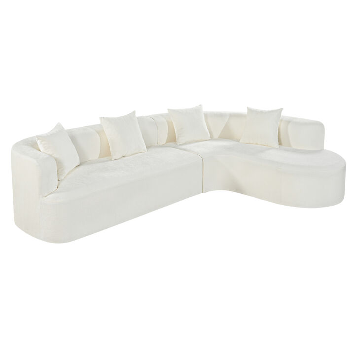 Merax Oversized Curved Sectional with Wraparound Backrest, High-Resilience & Memory Foam Layers