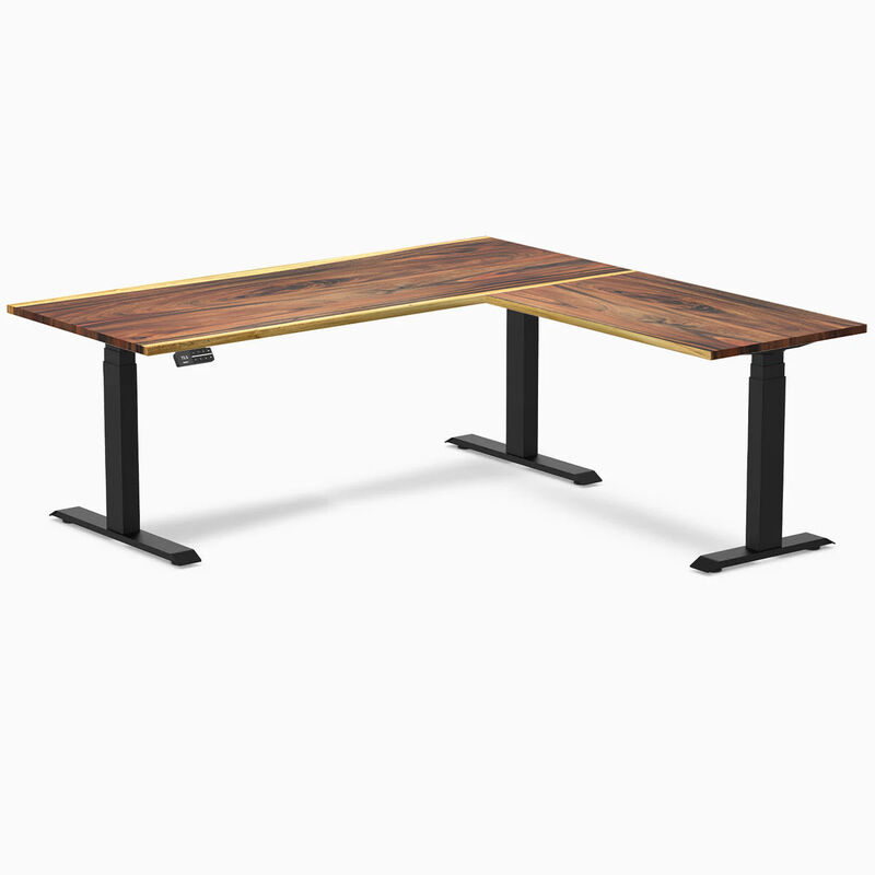 Desky Hardwood L-Shape Sit Stand Desk image number 0