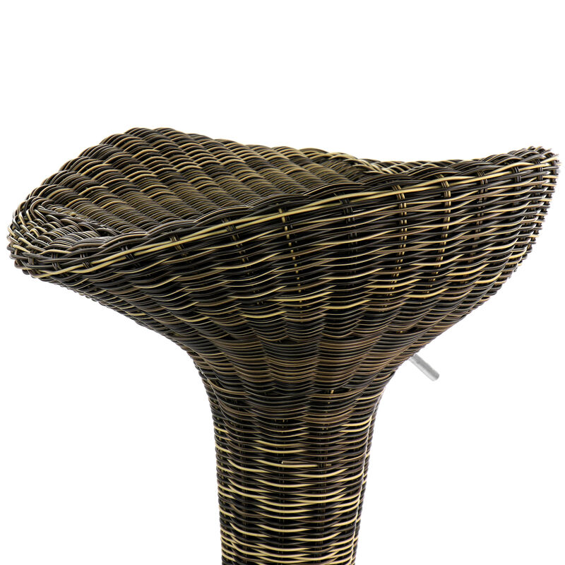 Elama 2 Piece Adjustable Saddle Seat Wicker Bar Sool in Brown with Chrome Base