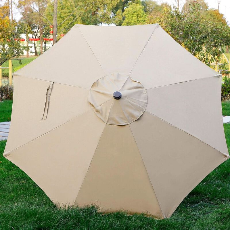 ShipItFurniture 9 ft Outdoor Patio Umbrella with Push-Button Tilt and Crank Open, Tan image number 4