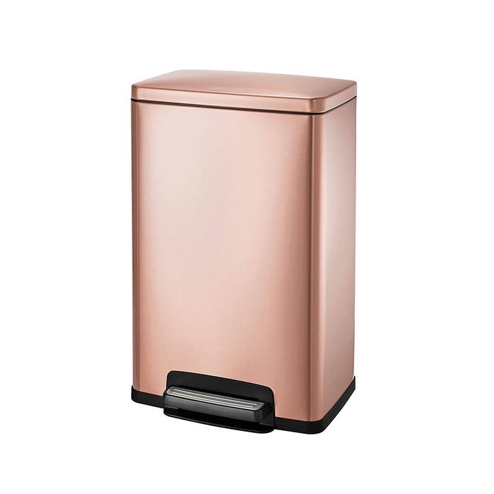 Hivvago Stainless Steel 13 Gallon Kitchen Trash Can with Step Lid in Copper Rose Gold