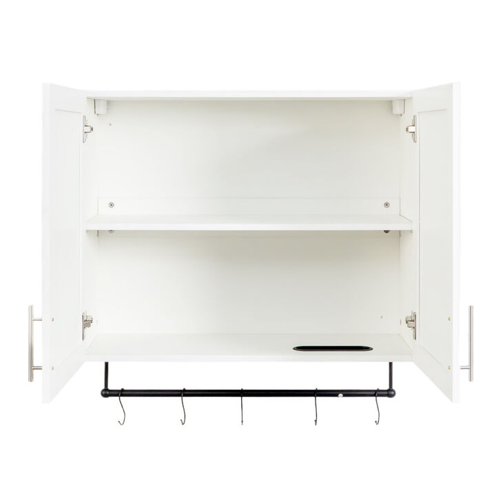 ELEMENT ACE Space-Saving Over-The-Toilet Storage Cabinet with Adjustable Shelf and Towel Bar for Modern Bathroom Organization