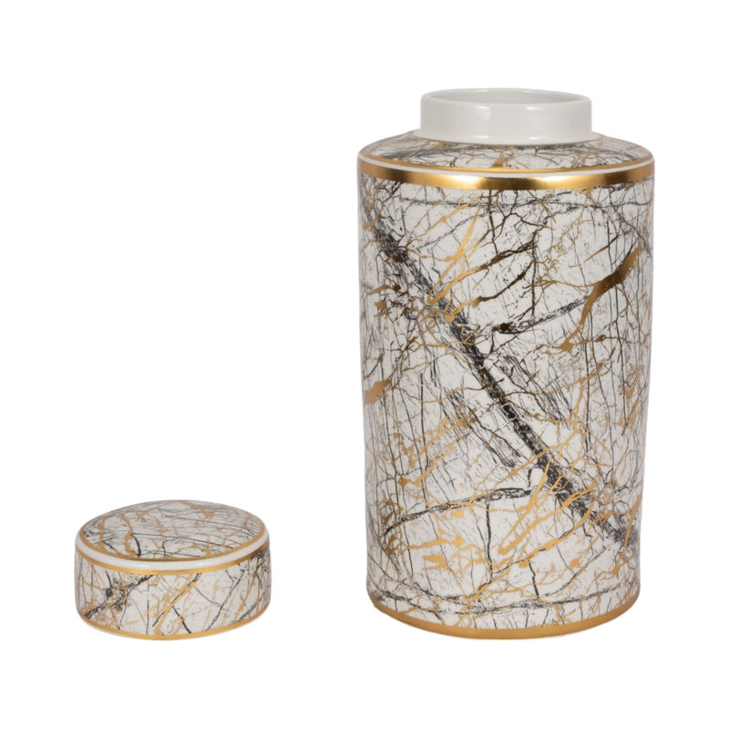 Ceramic 16" Jar With Gold Lid image number 3