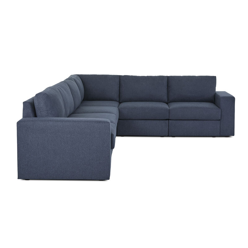Flex Denim 6-Seat Sectional with Wide Arm