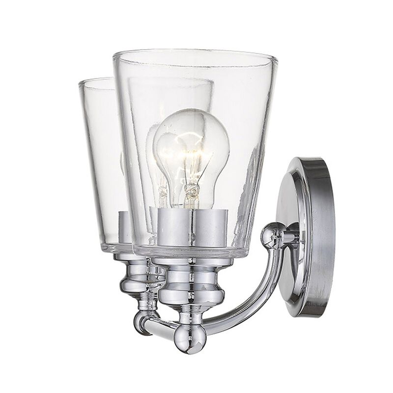 Hivvago Two Light Silver Glass Shade Wall Sconce