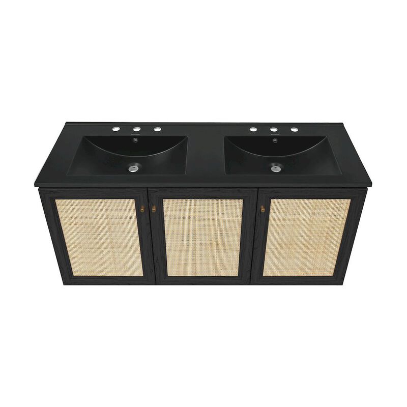 48" Wall-Mounted Bathroom Vanity with 3-Hole Widespread Sink Top image number 2