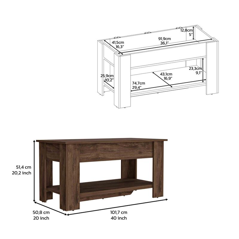 Streamdale Saturn Storage Table, Four Legs, Lower Shelf, Dark Brown image number 7