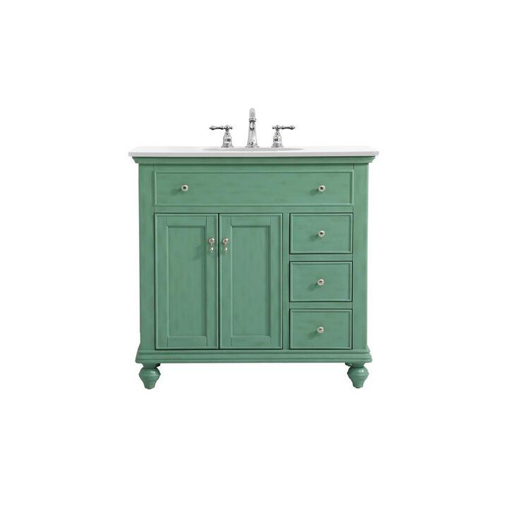 Elegant Kitchen and Bath 36 inch Single Bathroom vanity in vintage mint