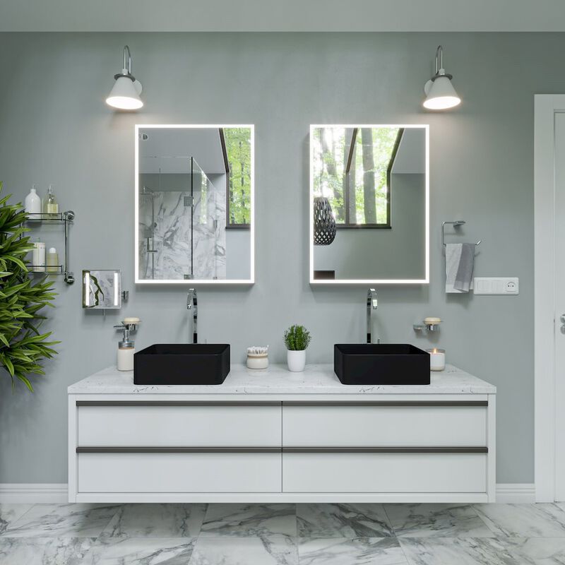 ALFI brand Black Matte 16 Modern Square Above Mount Ceramic Sink