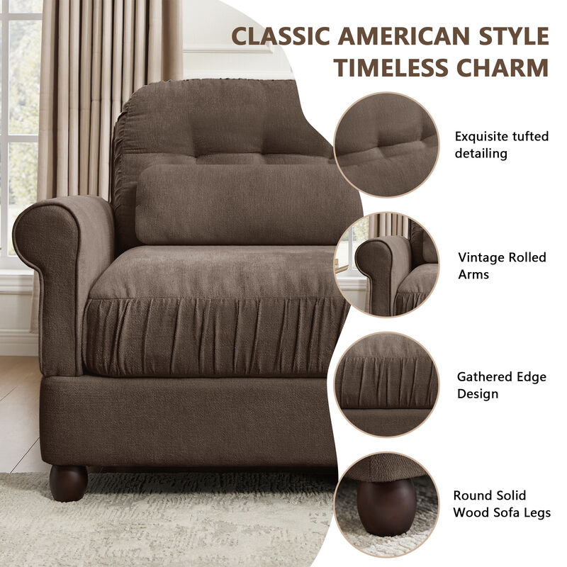 Juspep Mid Century Modern Chenille 3‑Seater Modular Sofa image number 5