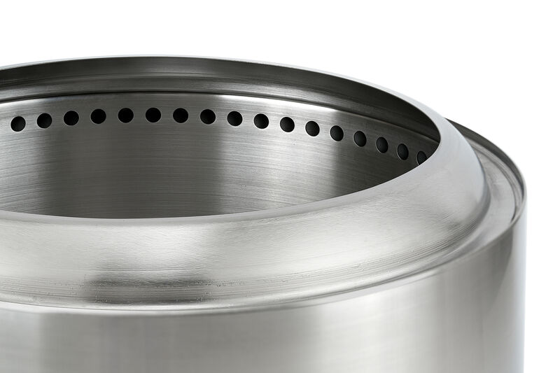 EchoSmile 5.9 in. Brushed Silver Stainless Steel Wood Outdoor Portable Tabletop Fire Pit