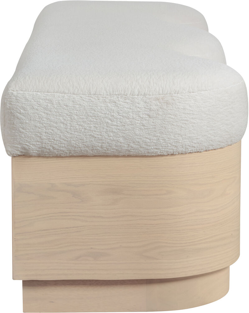 Meridian Furniture Savoy Cream Velour Fur Fabric Bench