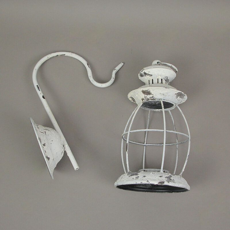 Rustic Distressed Metal Wall Mounted Railroad Lantern Hanging Candle Sconce image number 3