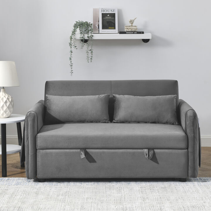 Merax Modern Convertible Sofa Bed with 2 Detachable Arm Pockets