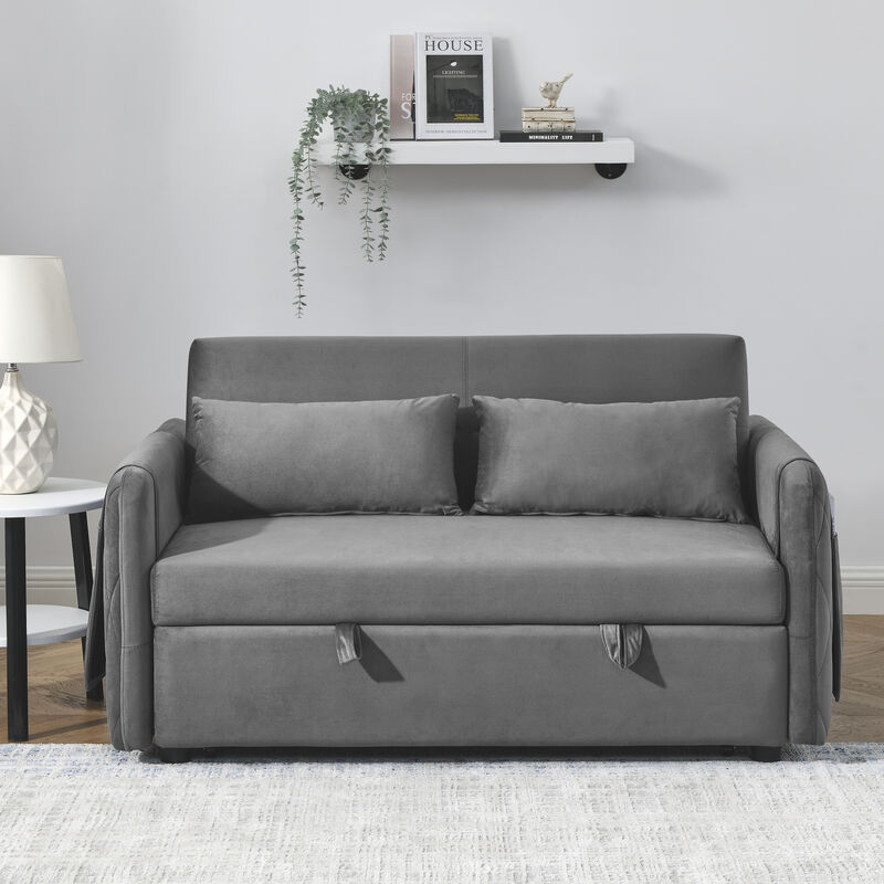 Merax Modern Convertible Sofa Bed with 2 Detachable Arm Pockets image number 1