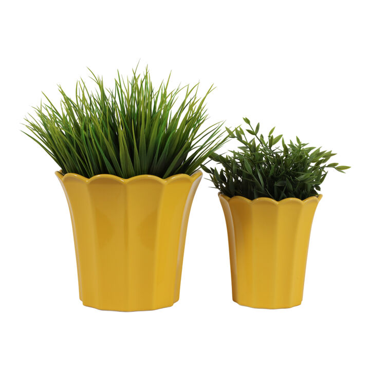 S/2 6/8" Scallop Edge Planters