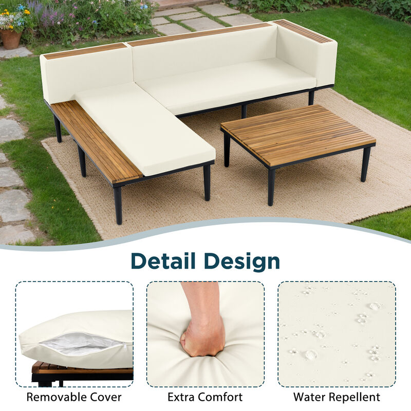 Whisen Modern Outdoor Sofa Set with Coffee Table & Side Table image number 6