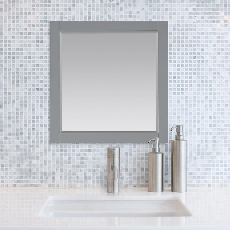 Altair 34 Rectangular Bathroom Wood Framed Wall Mirror in Gray