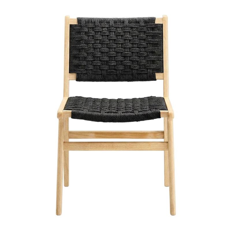 Woven Rope Wood Dining Side Chairs, Walnutt Black, Set of 2 image number 0