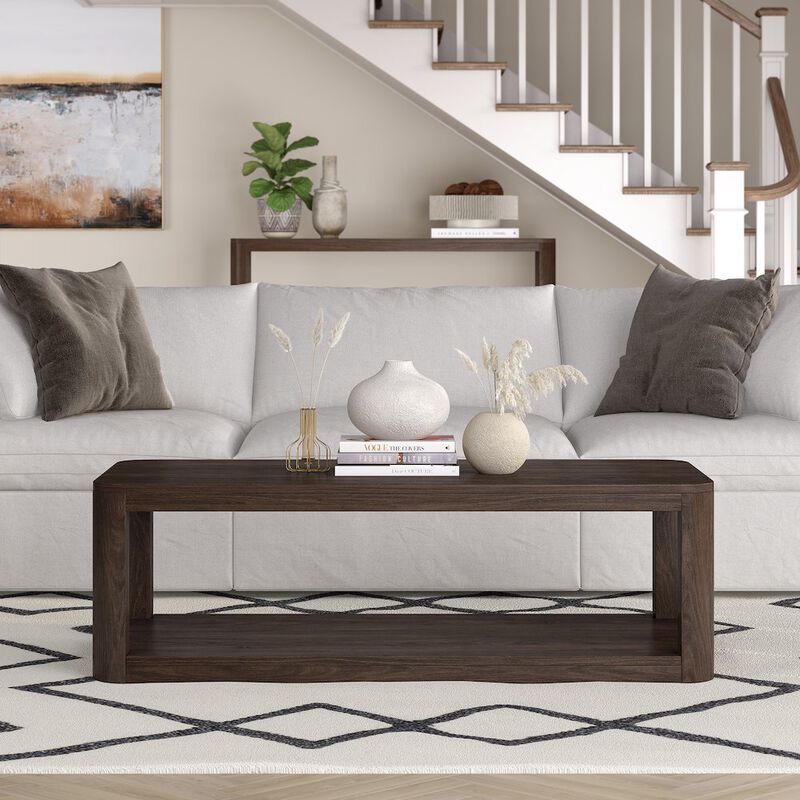 Hudson&Canal Stellan 47 Wide Rectangular Coffee Table in Alder Brown