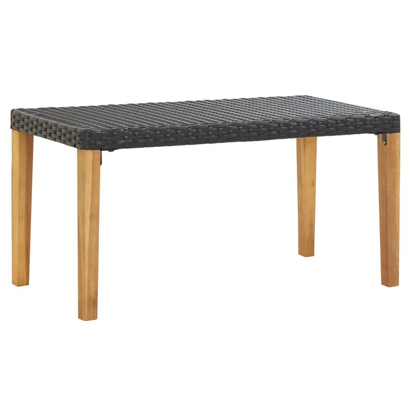 vidaXL Garden Bench 120 cm Black Poly Rattan and Solid Acacia Wood image number 0