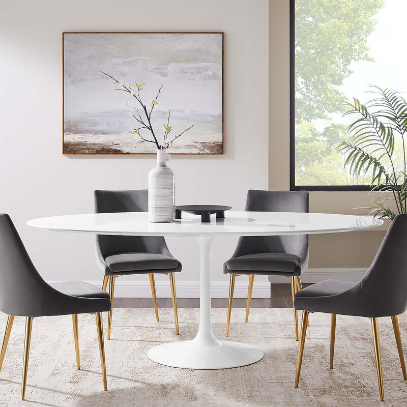 Modway - Lippa 78" Oval Wood Top Dining Table White image number 1