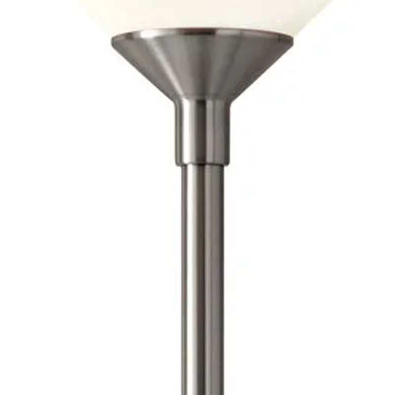 Hivvago 73" Silver Torchiere Floor Lamp With White Acrylic Cone Shade