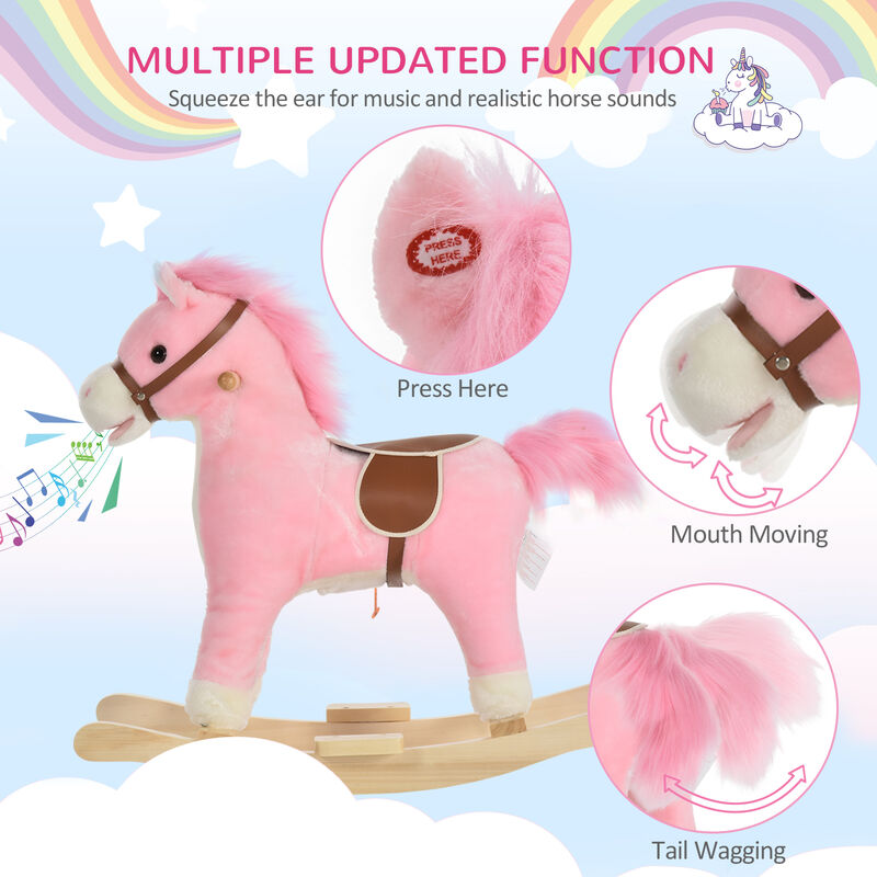 BreeBe Toddler Plush Rocking Horse with Wagging Tail image number 5