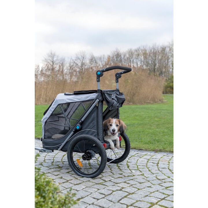 TRIXIE Quick-Fold Dog Bike Trailer, Carrier for Small Dogs up to 48 lbs, Gray