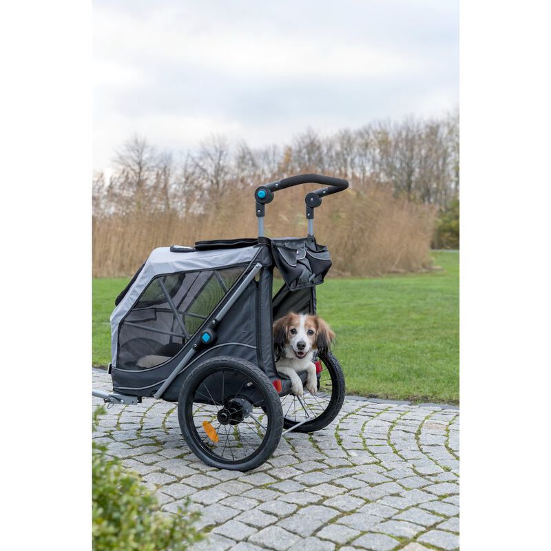 TRIXIE Quick-Fold Dog Bike Trailer, Carrier for Small Dogs up to 48 lbs, Gray image number 1