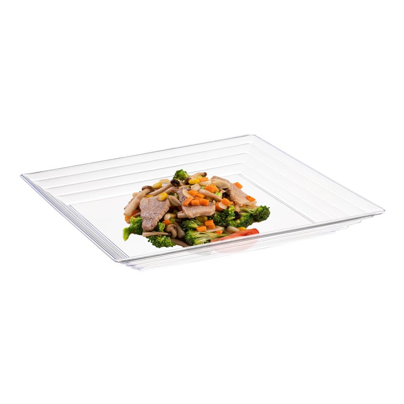 12" x 12" Clear Square with Groove Rim Plastic Serving Trays (24 Trays) image number 2