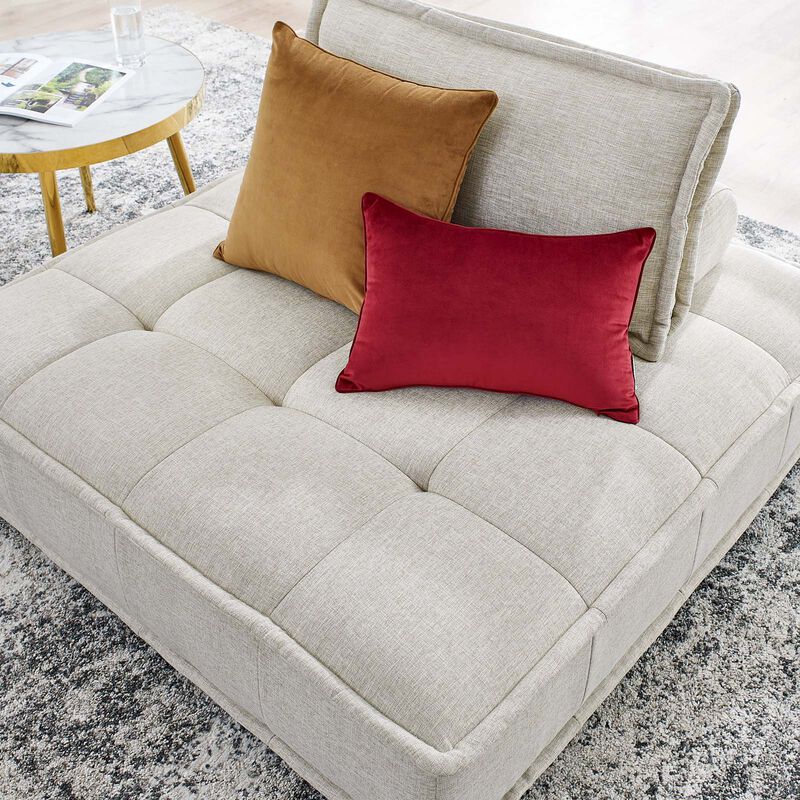 Saunter Tufted Fabric Armless Chair Brown image number 1