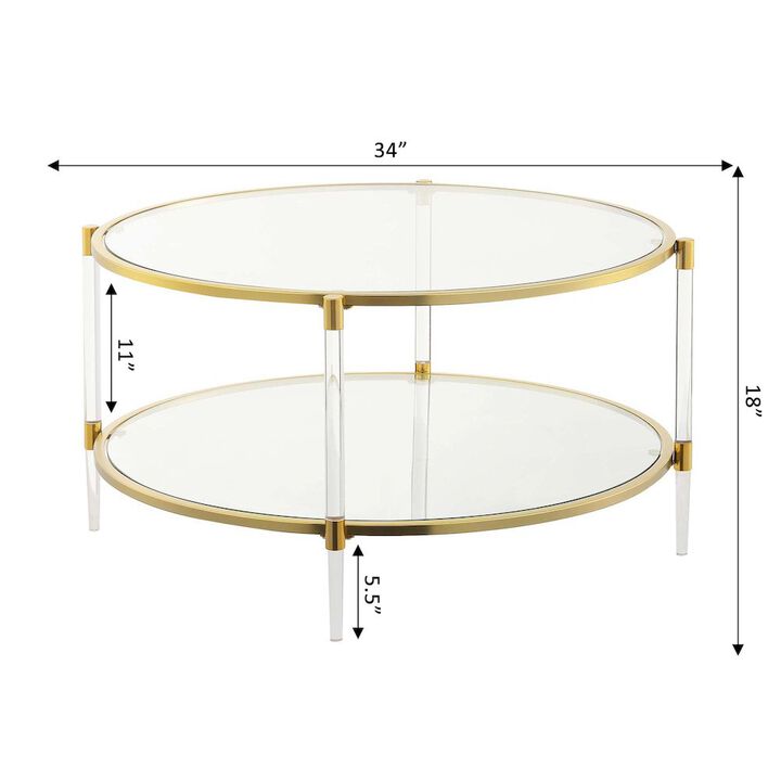 Convenience Concepts Royal Crest Acrylic Glass Coffee Table, Clear/Gold