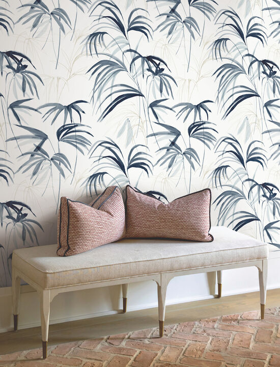 Inky Palms Blue Peel & Stick Wallpaper