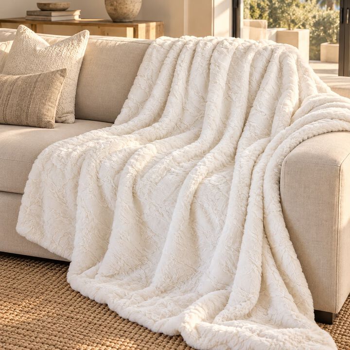 Ojai Large Faux Fur Throw Blanket